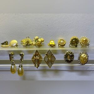 Vintage Gold and Pearl Clip-On Earrings Set